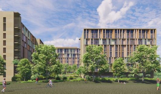 Artist impression of UQ's new student residence complex. 